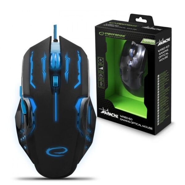 MOUSE GAMING LED 6D OPTIC USB ESPERANZA EGM403B APACHE BLUE 5901299925492