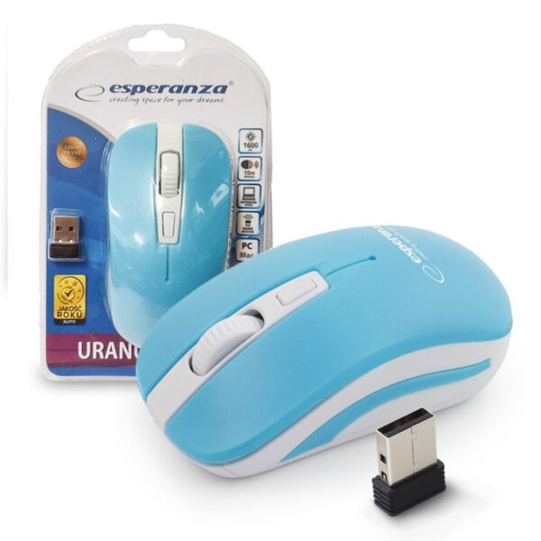 WIRELESS MOUSE 2.4GHZ 4D OPTICAL USB ESPERANZA EM126WB URANUS BLUE/WHITE 5901299910931