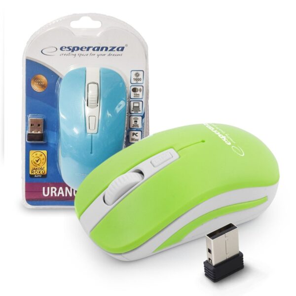 WIRELESS MOUSE 2.4GHZ 4D OPTICAL USB ESPERANZA EM126WG URANUS GREEN/WHITE 5901299910948