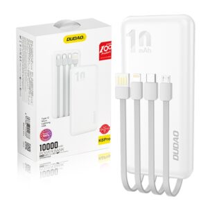 Power bank Dudao K6Pro 10000mAh USB / USB Type C / Lightning (K6Pro-white) white 6973687242688