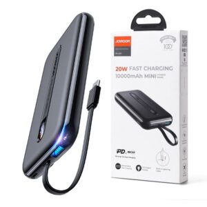 Power bank Joyroom Linglong 10000mAh 20W PD Quick Charge USB/USB Type C/build-in Type C cable (JR-L001) black 6941237158680