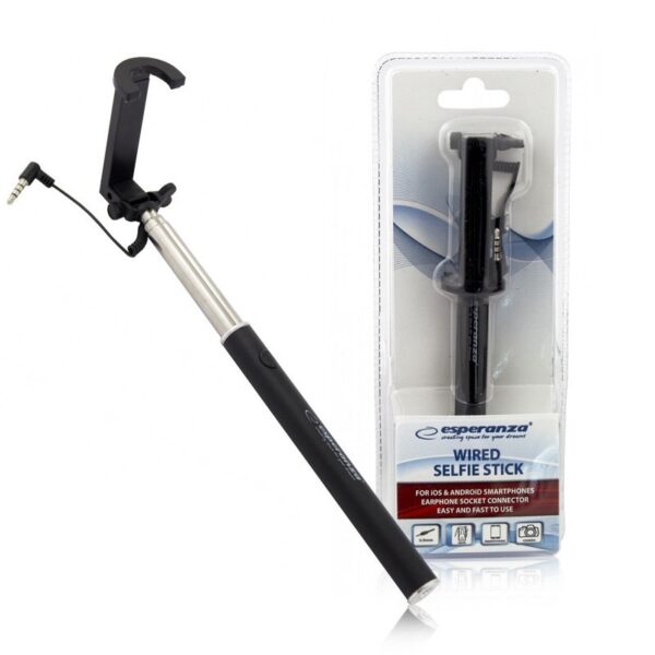 SELFIE STICK ESPERANZA 3.5MM JACK 66CM BLACK EMM119K 5901299936924