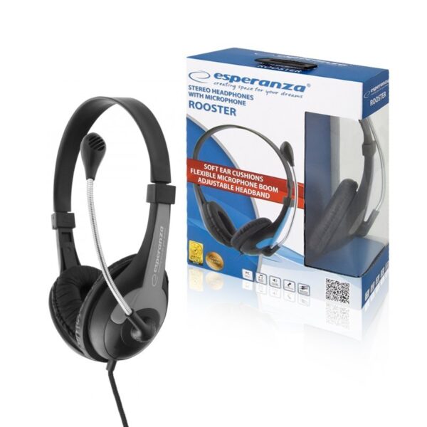 HEADSET WITH MICROPHONE ESPERANZA EH158K ROOSTER BLACK 5901299908723