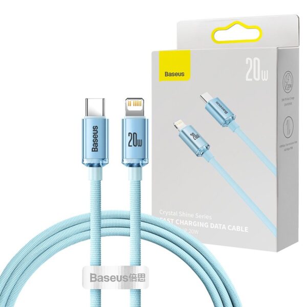 Cable USB Baseus Crystal Shine Series Type C - Lightning QC PD 20W 1.2m (CAJY001303) blue 6932172614461