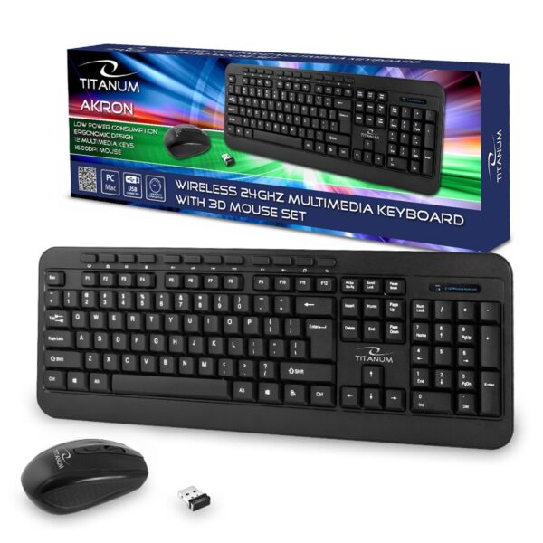 WIRELESS SET KEYBOARD AND MOUSE 2.4GHZ USB TITANUM TK109 AKRON 5901299942611