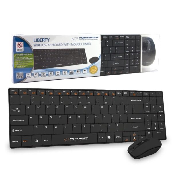 WIRELESS SET KEYBOARD AND MOUSE 2.4GHZ USB ESPERANZA EK122K LIBERTY BLACK 5901299902004