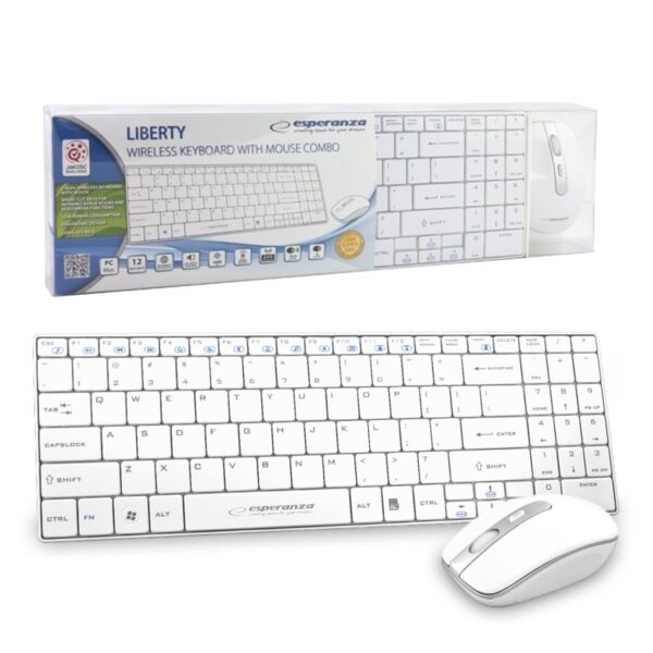 WIRELESS SET KEYBOARD AND MOUSE 2.4GHZ USB ESPERANZA EK122W LIBERTY WHITE 5901299901991