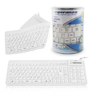 KEYBOARD WIRED SILICONE USB/OTG ESPERANZA EK126W WHITE 5901299905029