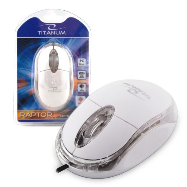 WIRED MOUSE 3D OPTICAL USB TITANUM TM102W RAPTOR WHITE 5901299901663