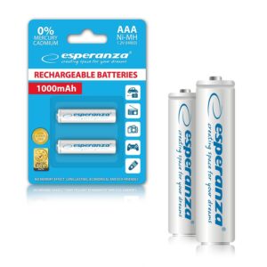 RECHARGEABLE BATTERY ESPERANZA NI-MH AAA 1000MAH 2PCS WHITE 5901299922507