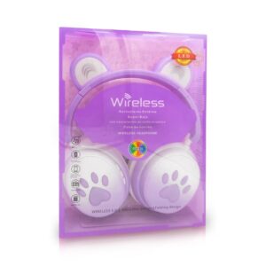 BLUETOOTH HEADSET LED BEAR PURPLE