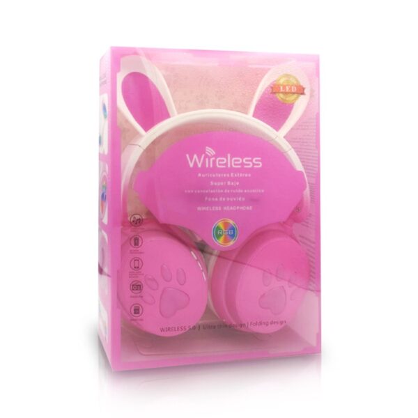 BLUETOOTH HEADSET LED RABBIT PINK RASPBERRY