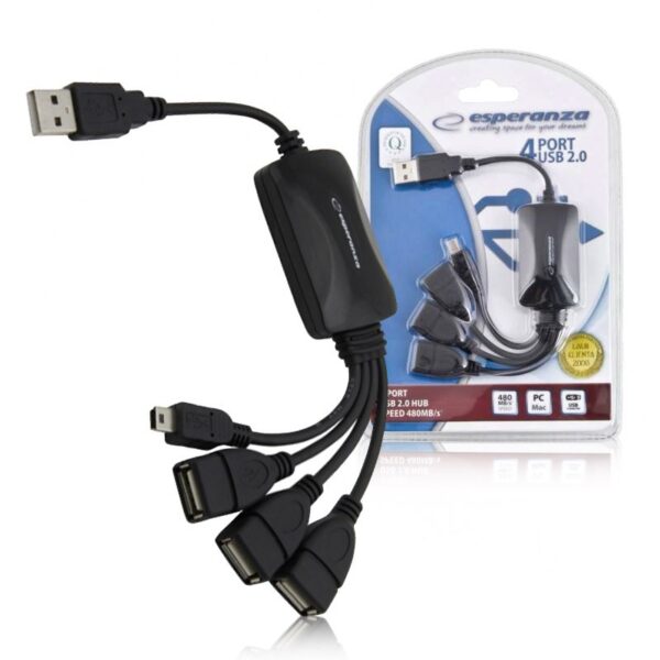 USB 2.0 HUB 3 PORTS USB + 1 PORT MINI USB ESPERANZA EA114 5905784768588