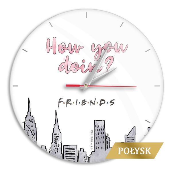 Glossy Wall Clock Friends 009 white