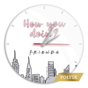 Glossy Wall Clock Friends 009 white