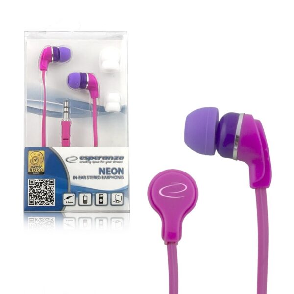 EARPHONES ESPERANZA NEON EH147P PINK 5901299904923