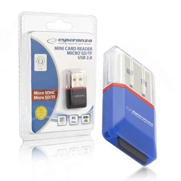 CARD READER MICRO SD USB ESPERANZA EA134B BLUE 5901299902844