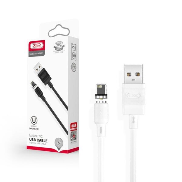 Cable USB XO magnetic NB187 Lightning 1.0m 2.1A white 6920680879649