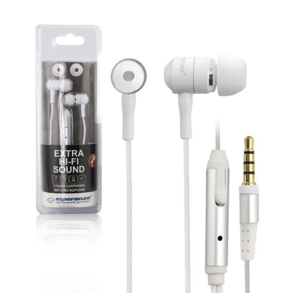 EARPHONES WITH MICROPHONE ESPERANZA EH162W MOBILE WHITE 5901299909584