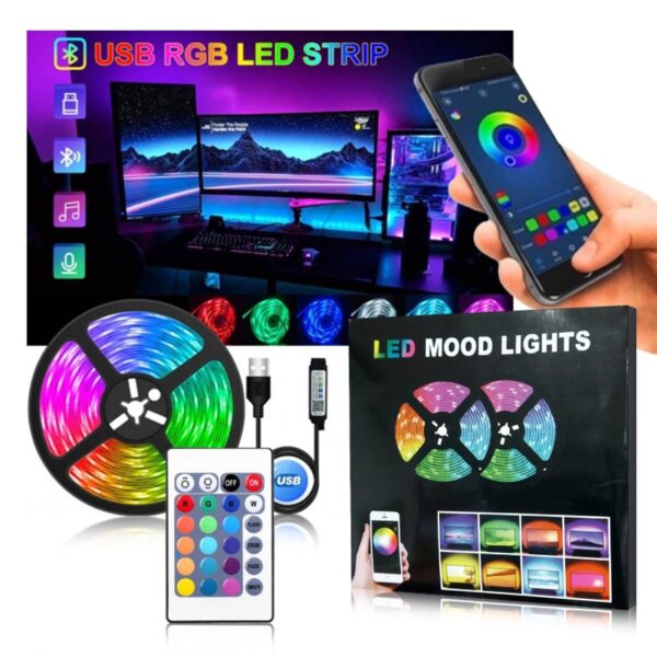 LED STRIPE RGB 5M WITH MOBILE PHONE CONTROL AND REMOTE CONTROL 5M3823