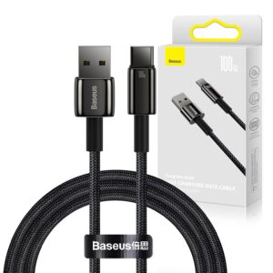 Cable USB Baseus Tungsten Gold USB-A - USB-C 480Mb/s 100W 1m (CAWJ000001) black 6932172618087