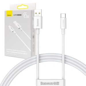 Cable USB Baseus Superior Series SUPERVOOC USB-A USB-C 65W 1m white 6932172612894