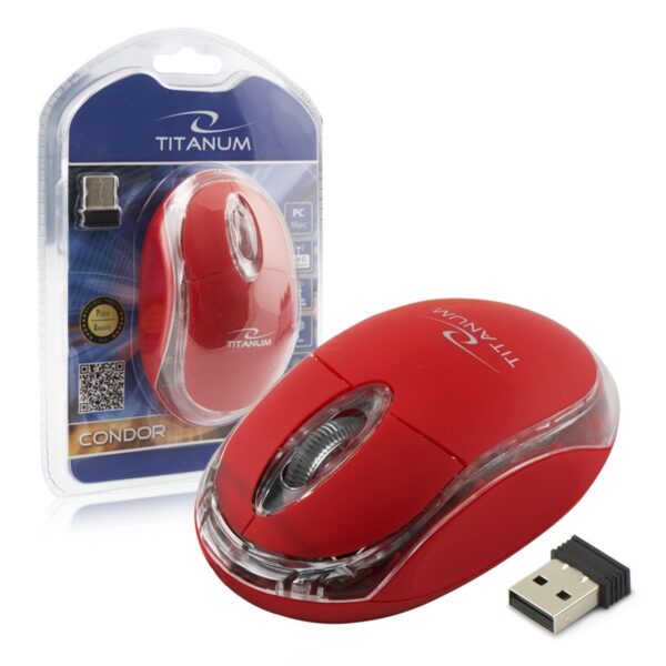 WIRELESS MOUSE 2.4GHZ 3D OPTICAL USB TITANUM TM120R CONDOR RED 5901299926130