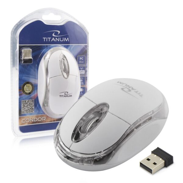 WIRELESS MOUSE 2.4GHZ 3D OPTICAL USB TITANUM TM120W CONDOR WHITE 5901299926147