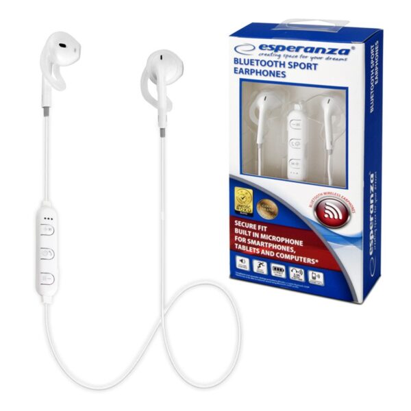 EARPHONES BLUETOOTH SPORT ESPERANZA EH187W WHITE 5901299941348