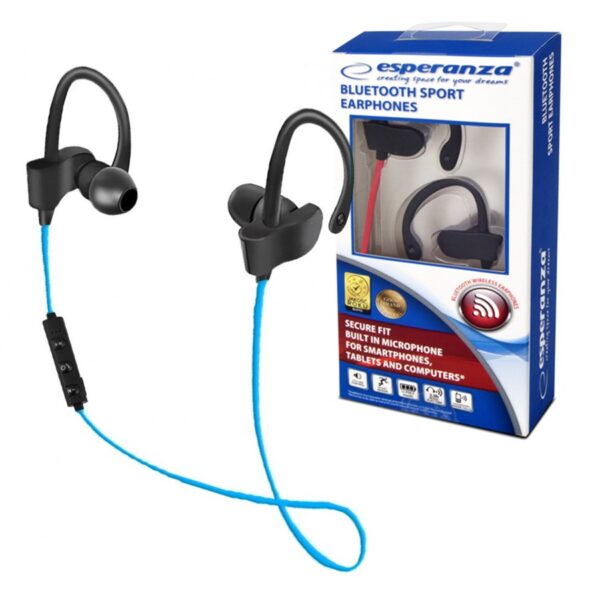 EARPHONES BLUETOOTH SPORT ESPERANZA EH188B BLACK-BLUE 5901299941379