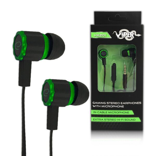 EARPHONES GAMING WITH MICROPHONE ESPERANZA EGH201G VIPER BLACK-GREEN 5901299942666