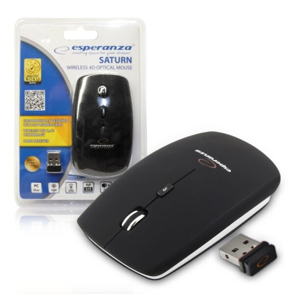 WIRELESS MOUSE 2.4GHZ 4D OPTICAL USB ESPERANZA EM120K SATURN BLACK 5905784769455