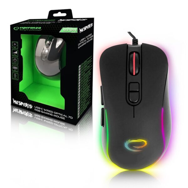 MOUSE GAMING LED RGB 6D OPTIC USB-C ESPERANZA EGM303 HESPERIS 5901299945469