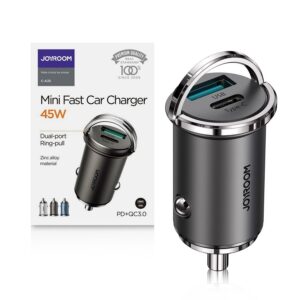 Car charger Joyroom USB Type C/ USB 45W 5A Power Delivery Quick Charge 3.0 AFC SCP (C-A35) gray 6941237136404