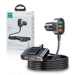 Car charger Joyroom with an extension cord 45W 5xUSB-A (JR-CL03 Pro) black 6956116735463