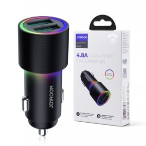 Car charger Joyroom 2xUSB with LED light 24W (JR-CL10) black 6941237177537