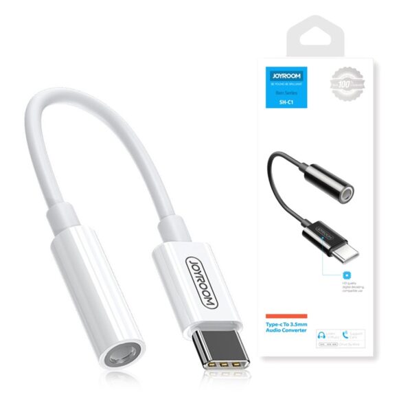 Adapter Joyroom 3.5 mm mini jack (female) -USB Type C (male) (SH-C1) white 6941237103376