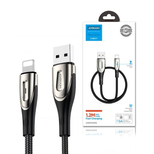 Cable USB Joyroom Sharp Series USB-A - Lightning 3A 2m (S-M411) black 6956116798864