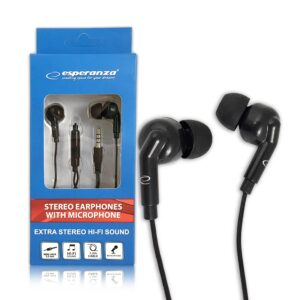 EARPHONES WITH MICROPHONE ESPERANZA EH190 BLACK 5901299941683