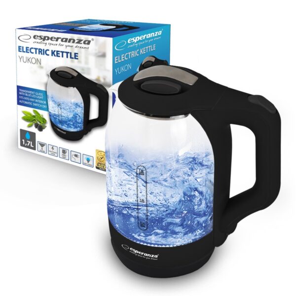 ELECTRIC GLASS KETTLE ESPERANZA YUKON 1.7 L BLACK 5901299949771