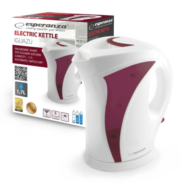 ELECTRIC KETTLE ESPERANZA IGUAZU 1.7 L WHITE-RED 5901299932452