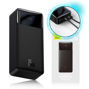 Powerbank Baseus Bipow with display 30000mAh 15W + cable USB-A - Micro USB 0.25m (PPBD050201) black 6932172618230