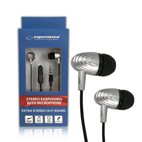 EARPHONES WITH MICROPHONE ESPERANZA EH193 BLACK-WHITE 5901299941768