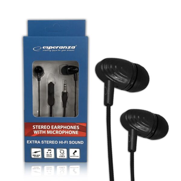 EARPHONES WITH MICROPHONE ESPERANZA EH193 BLACK 5901299941737