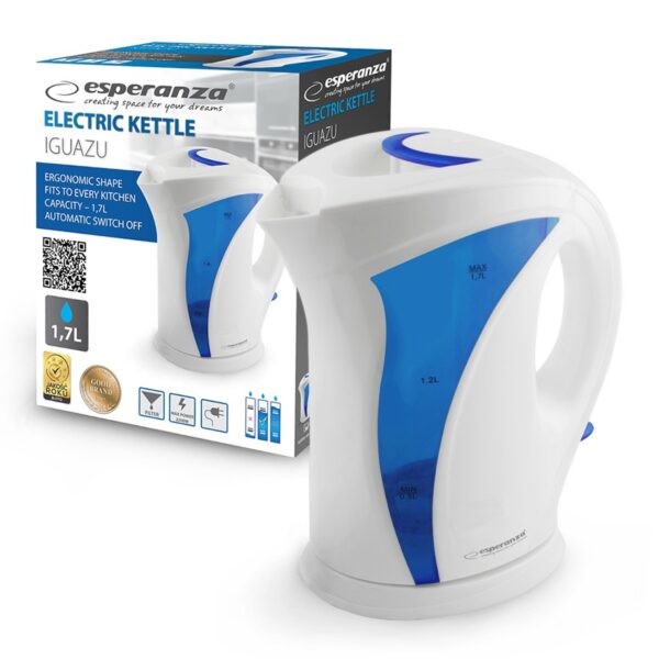 ELECTRIC KETTLE ESPERANZA IGUAZU 1.7 L WHITE-BLUE 5901299932414