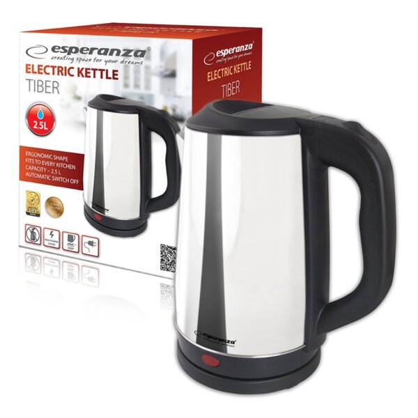 ELECTRIC KETTLE ESPERANZA TIBER 2.5 L SILVER 5901299957318