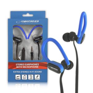 EARPHONES WITH MICROPHONE ESPERANZA EH197 BLACK-BLUE 5901299941805