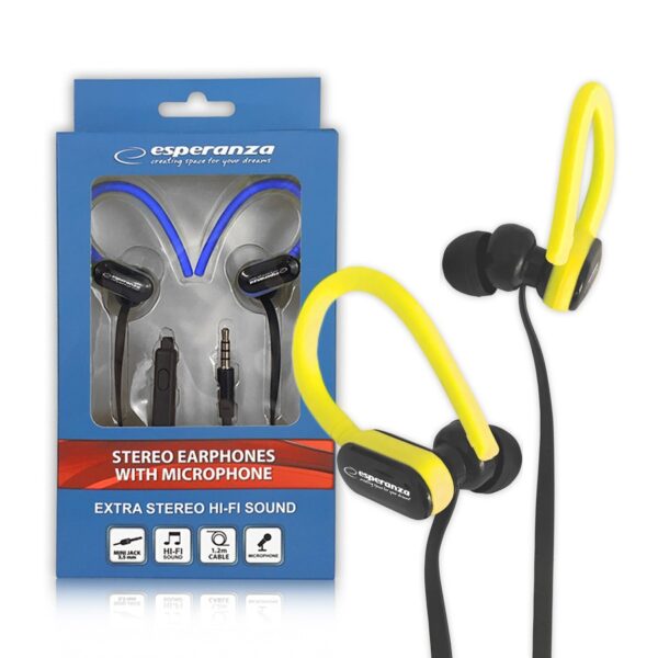 EARPHONES WITH MICROPHONE ESPERANZA EH197 BLACK-YELLOW 5901299941812