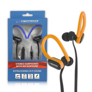 EARPHONES WITH MICROPHONE ESPERANZA EH197 BLACK-ORANGE 5901299941836