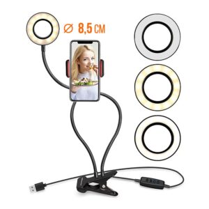 Selfie tripod with remote controller 0,60m LED light 8,5cm diameter 5903271610327